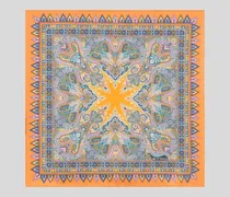 Pochette Aus Seide Mit Floralem Paisley-motiv, Herren, Orange