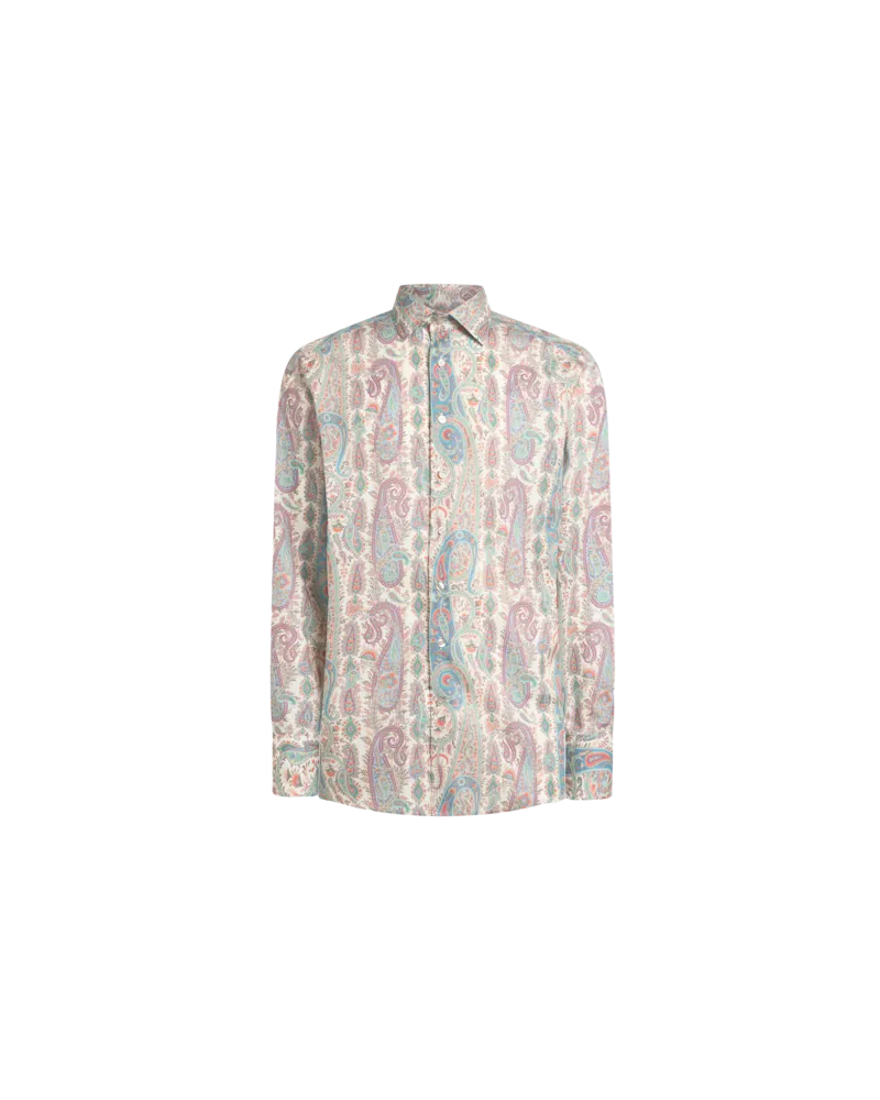 Etro Hemd Aus Baumwoll-musselin Mit Paisley-foliage-motiv, Herren, Hellblau, Größe Hellblau