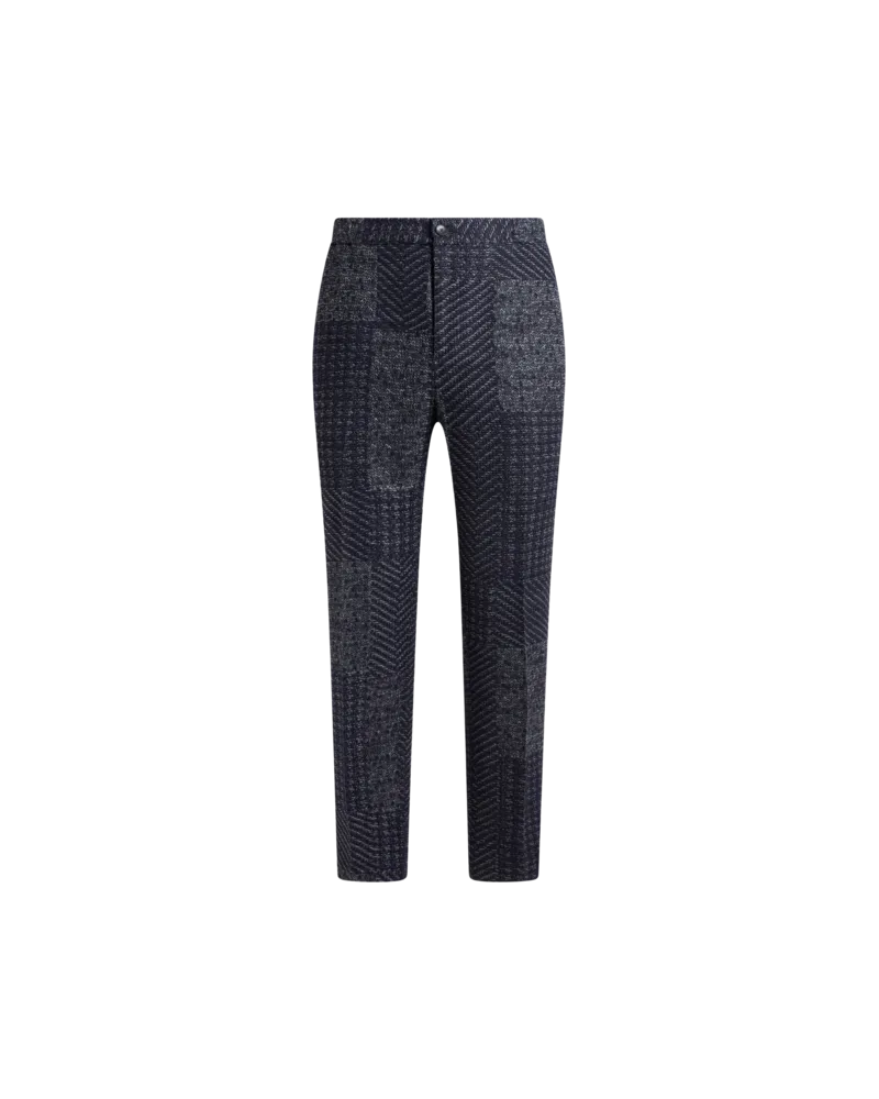 Etro Hose Aus Einer Wollmischung Mit Patchwork, Herren, Blau, Größe Blau