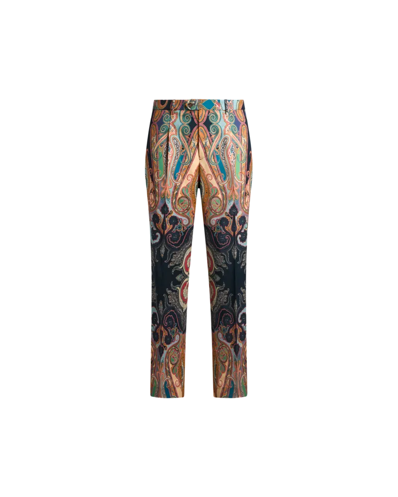 Etro Hose Aus Wolle Im Paisley-muster, Herren, Navyblau, Größe Navyblau