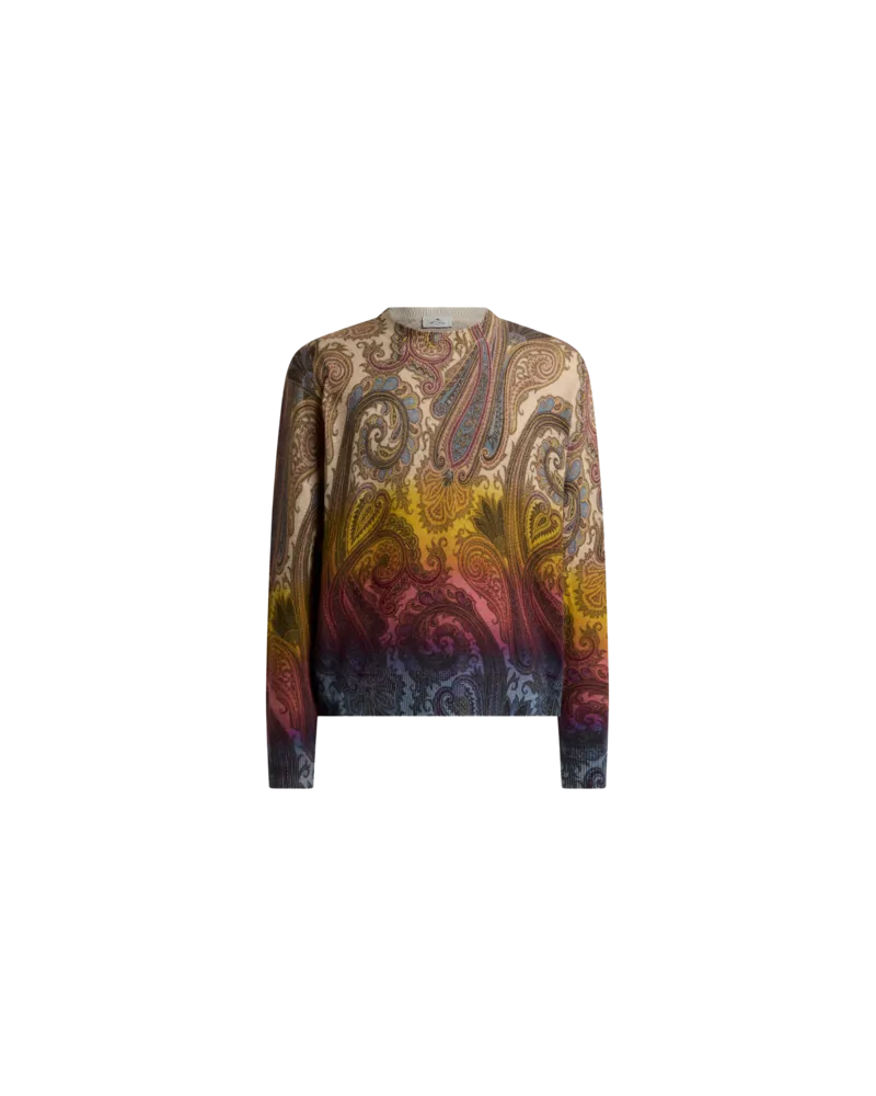 Etro Pullover Aus Wolle Mit Paisley-dégradé-motiv, Herren, Beige, Größe Beige