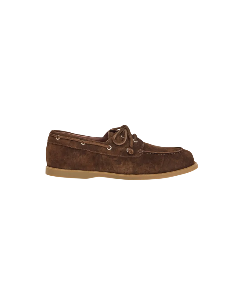 Etro Bootsschuhe Aus Bedrucktem Veloursleder, Herren, Braun, Größe Braun