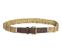 Gürtel Aus Geprägtem Metall Und Leder, Damen, Gold, Größe