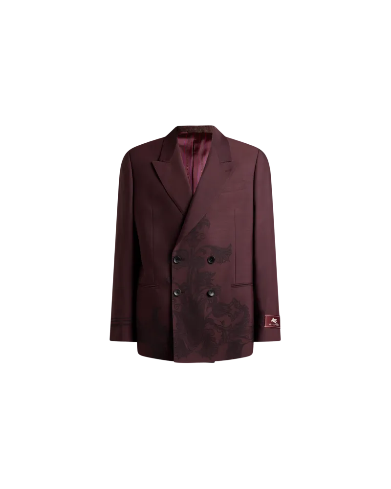 Etro Zweireihige Jacke Mit Platziertem Motiv, Herren, Bordeaux, Größe Bordeaux