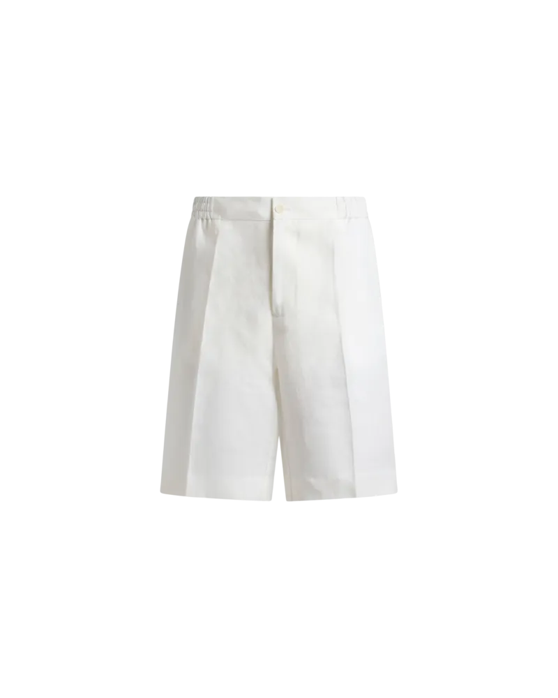 Etro Unifarbene Jogging-shorts Aus Leinen, Herren, Weiß, Größe Weiß