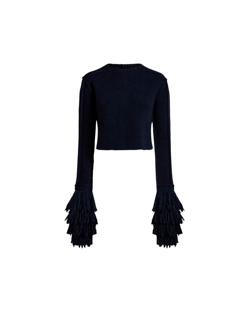 Etro Stricktop Mit Fransen, Damen, Blau, Größe Blau