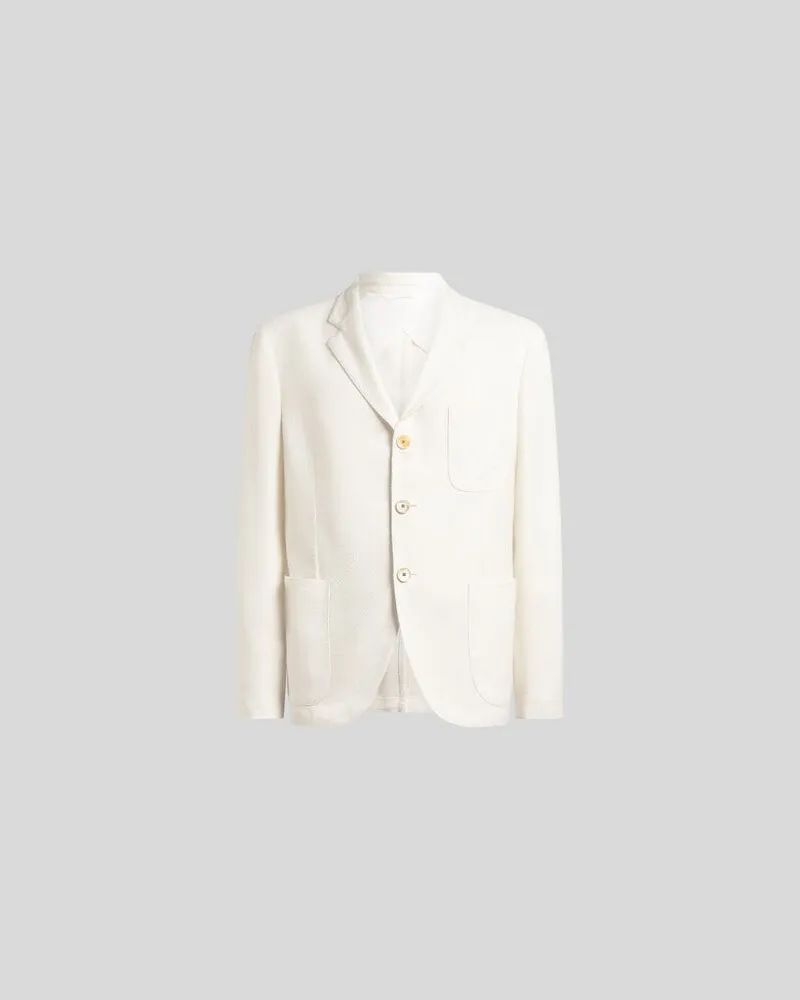 Etro Einreihige Jacke Aus Einer Baumwollmischung, Herren, Weiß, Größe Weiß