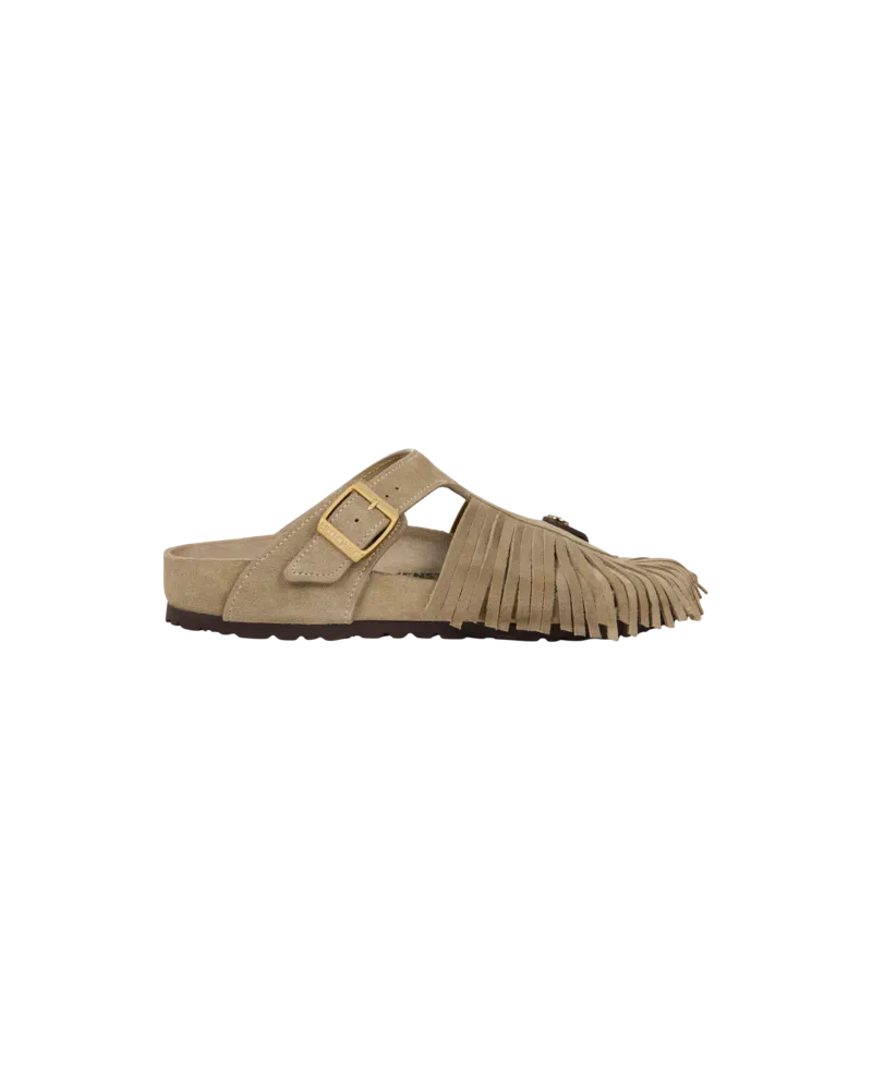Etro Gizeh-sandale Aus Veloursleder Mit Fransen, Birkenstock By Etro, Damen, Taupe, Größe Taupe