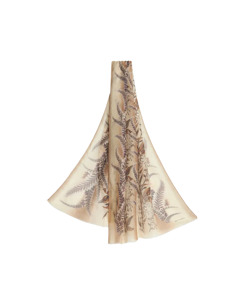 Etro Schal Aus Leinen-seiden-gemisch Mit Druck, Beige Beige