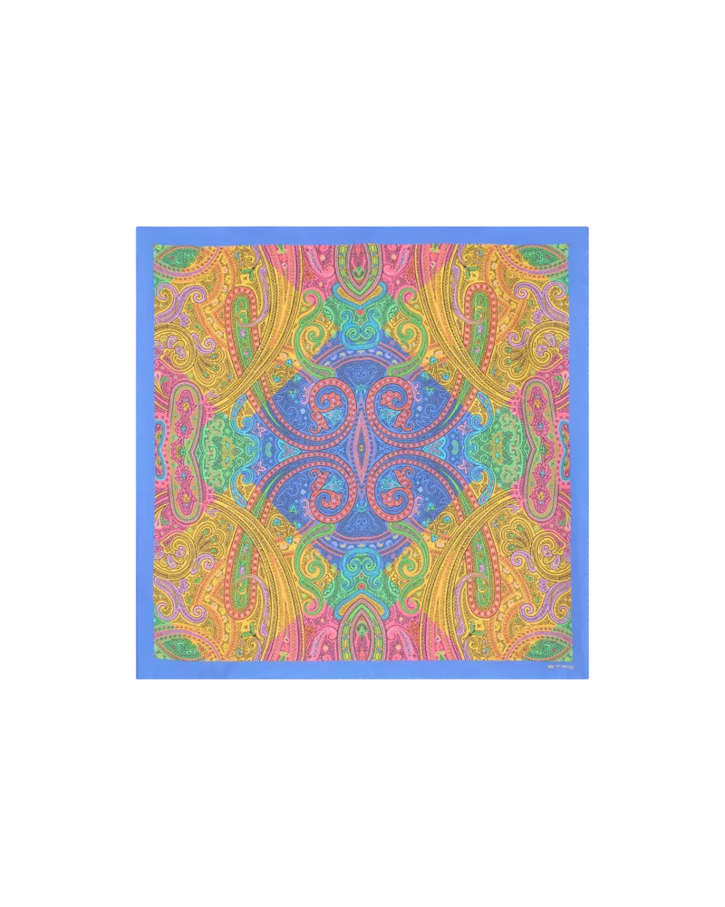 Etro Tuch Aus Seide Mit Geometrischem Paisley-motiv, Damen, Blau Blau
