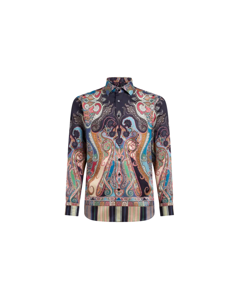 Etro Mehrfarbiges Hemd Aus Baumwolle Mit Paisleymuster, Herren, Navyblau, Größe Navyblau