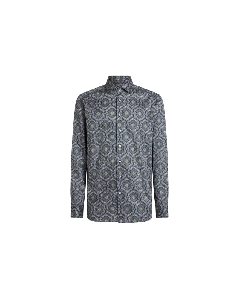 Etro Hemd Aus Baumwolle Mit Allover-print, Herren, Hellblau, Größe Hellblau