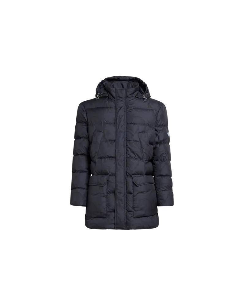 Etro Lange Daunenjacke Mit Paisleymuster, Herren, Blau, Größe Blau