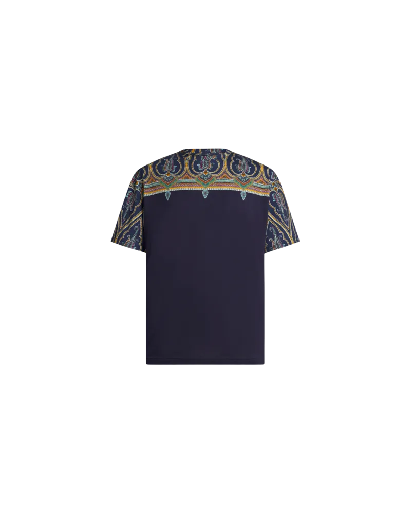 Etro T-shirt Aus Baumwolle Mit Platziertem Print, Herren, Navyblau, Größe Navyblau