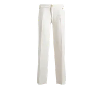 Flared Hose Aus Leinen Mit Pegaso-knöpfen, Damen, Cremefarben, Größe