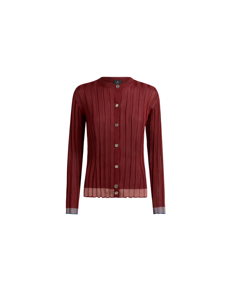 Etro Gerippter Cardigan Mit Pegaso-knöpfen, Damen, Rot, Größe Rot