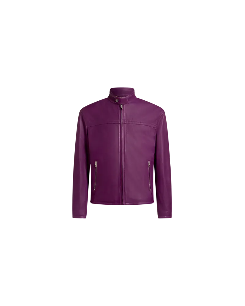 Etro Lederjacke Mit Logo, Herren, Violett, Größe Violett