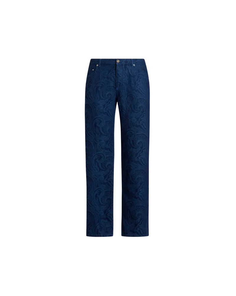 Etro Jeans Im Straight Fit Mit Floralem Paisleymuster, Herren, Blau, Größe Blau