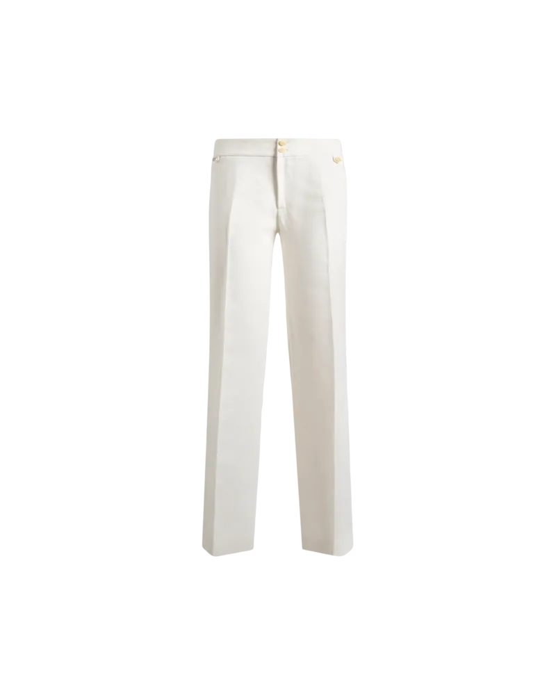 Etro Flared Hose Aus Leinen Mit Pegaso-knöpfen, Damen, Beige, Größe Beige