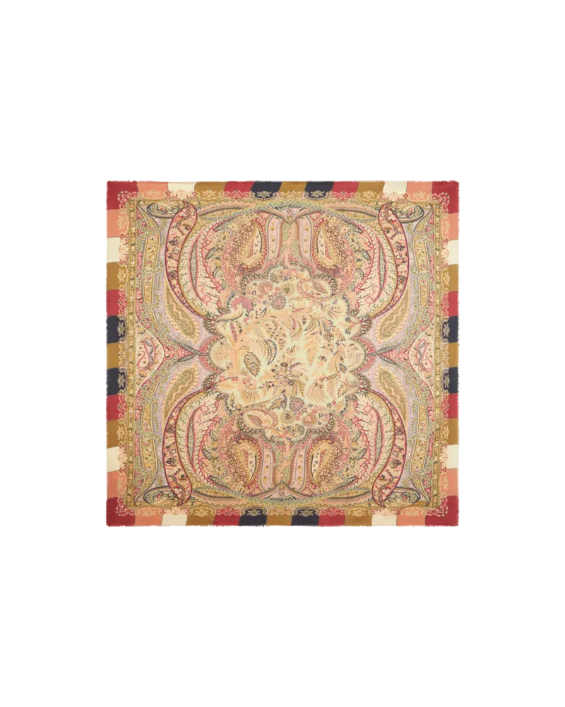 Etro Schultertuch Aus Wolle Und Seide Mit Print, Damen, Grün Grün