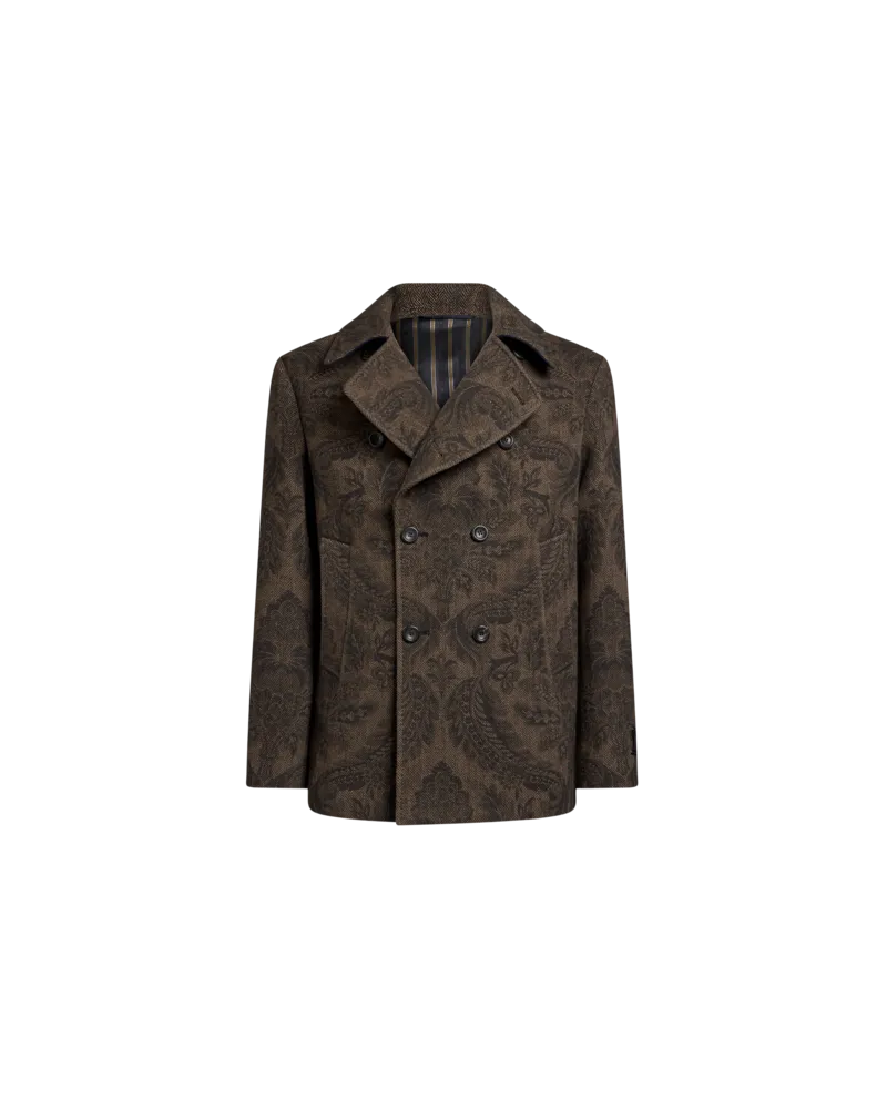 Etro Zweireihiger Peacoat Aus Wolle Und Kaschmir, Herren, Braun, Größe Braun