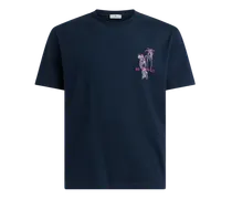 T-shirt Aus Baumwolljersey Mit Papageien-stickerei, Herren, Blau, Größe