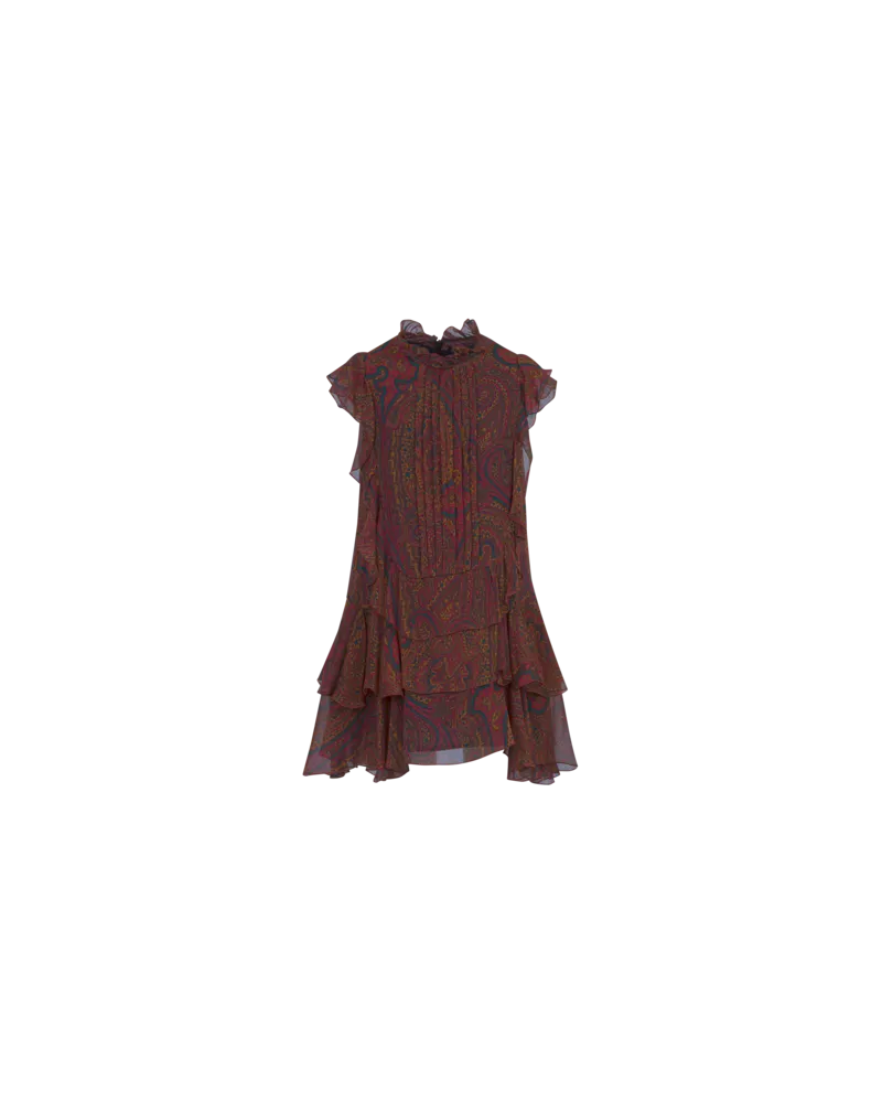 Etro Kleid Aus Crepe De Chine Paisley, Bordeaux, Größe Bordeaux