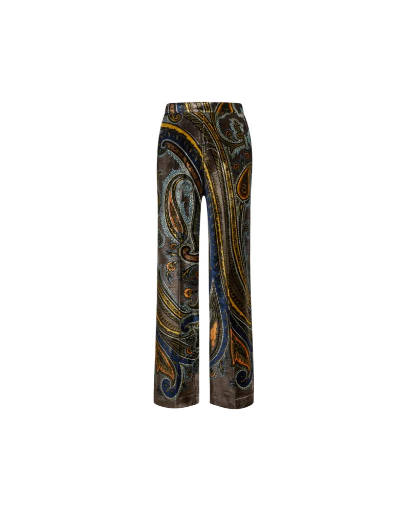 Etro Hose Mit Geradem Bein Aus Samt Mit Paisley-motiv, Damen, Multicolor, Größe Multicolor
