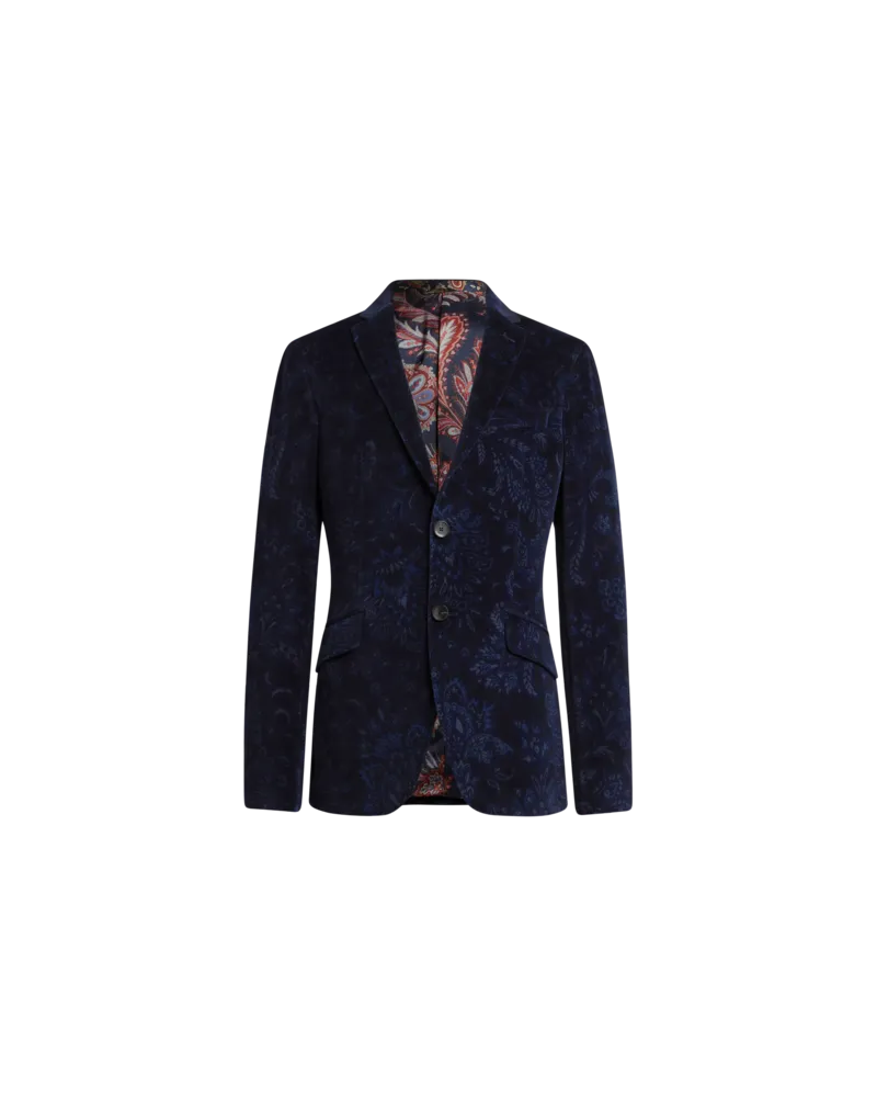Etro Einreihige Jacke Mit Jacquardmuster, Herren, Blau, Größe Blau