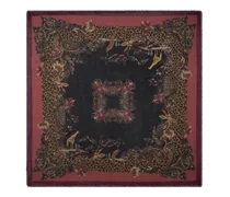 Schultertuch Aus Wolle, Kaschmir Und Seide Mit Animal- Und Paisley-motiv, Damen, Blau