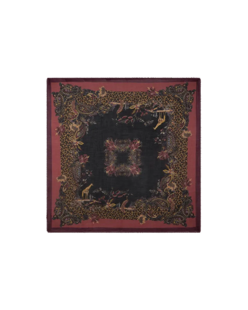 Etro Schultertuch Aus Wolle, Kaschmir Und Seide Mit Animal- Und Paisley-motiv, Damen, Blau Blau