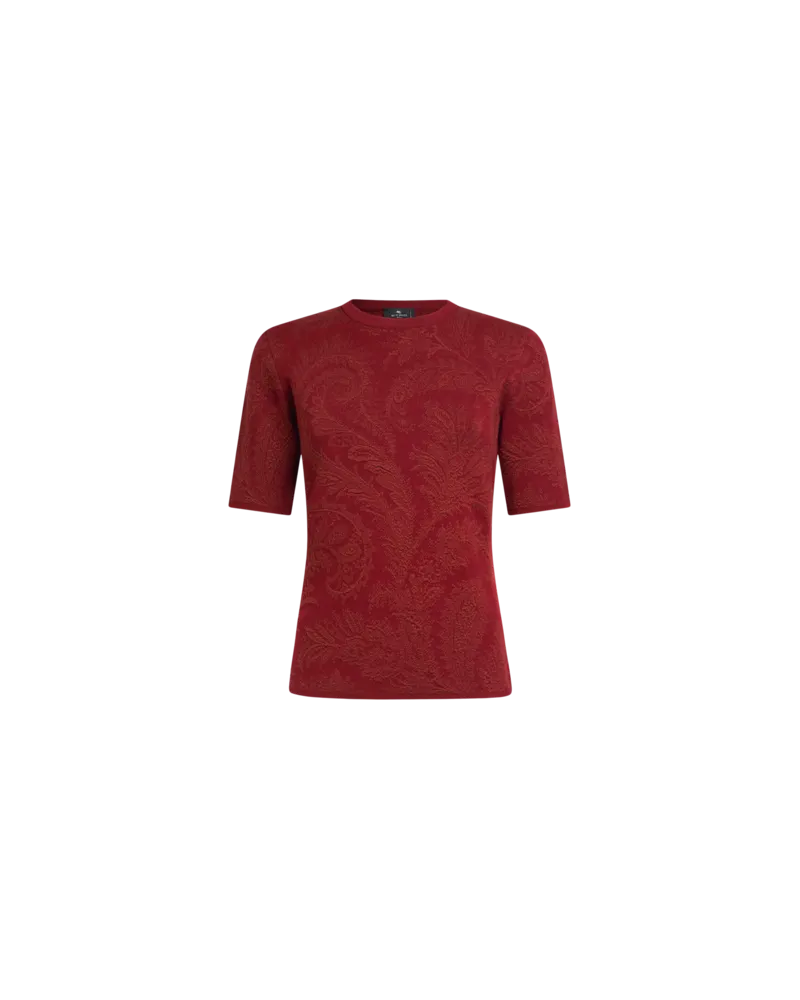 Etro Pullover Aus Einer Baumwollmischung Mit Jacquardmuster, Damen, Rot, Größe Rot