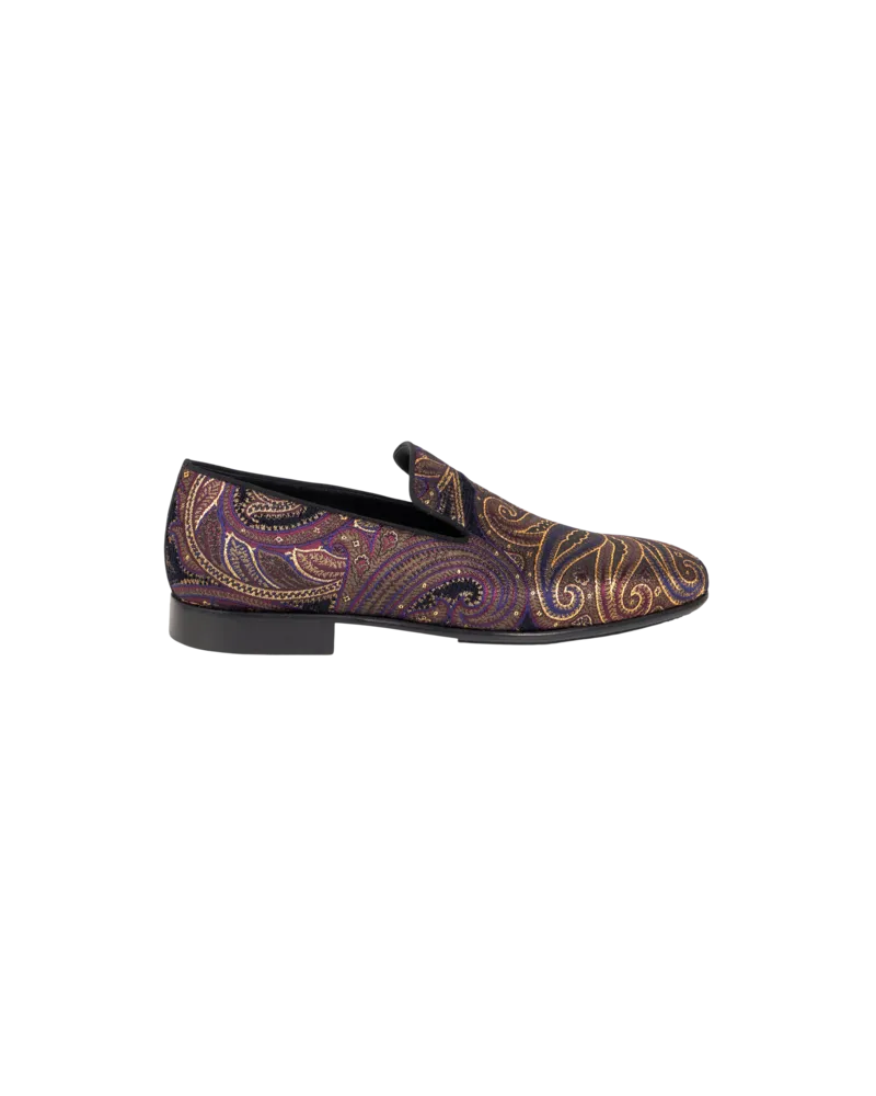 Etro Mokassins Mit Paisleymuster In Jacquard Aus Metallicfaden, Herren, Blau, Größe Blau
