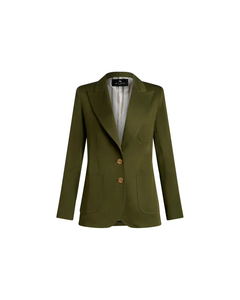 Etro Stretchblazer Mit Pegaso-knöpfen, Damen, Grün, Größe Grün