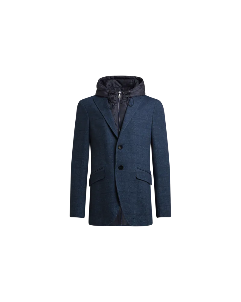 Etro Jacke Aus Jersey Mit Abnehmbarem Bruststück Und Kapuze, Herren, Blau, Größe Blau