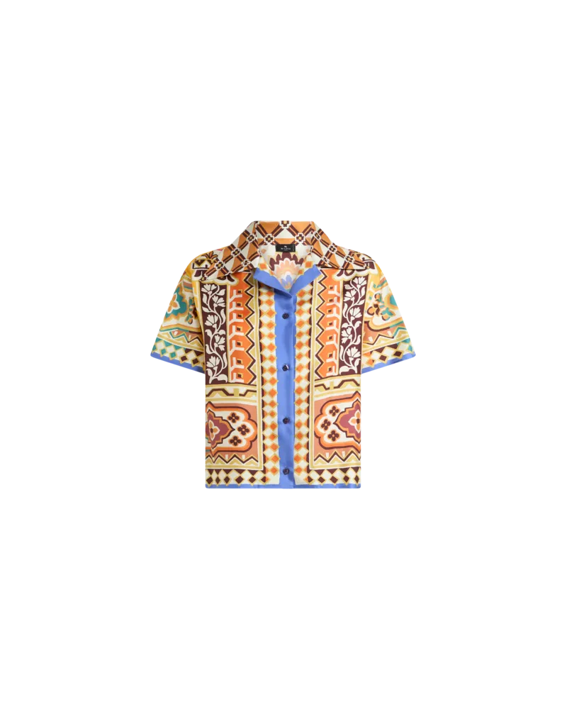 Etro Bowlinghemd Aus Bedruckter Seide, Damen, Gelb, Größe Gelb