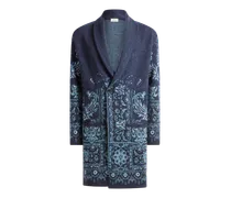 Morgenmantel Aus Jacquard-strickstoff Aus Wolle, Herren, Blau, Größe