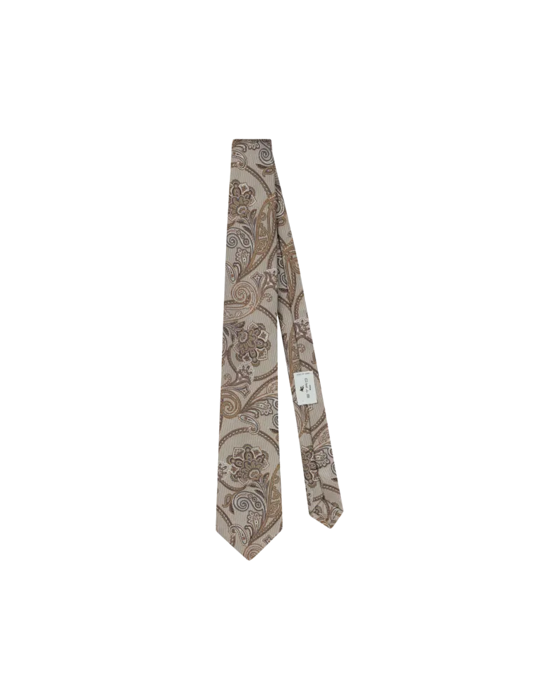 Etro Krawatte Mit Mikrostreifen Und Paisley, Herren, Beige Beige