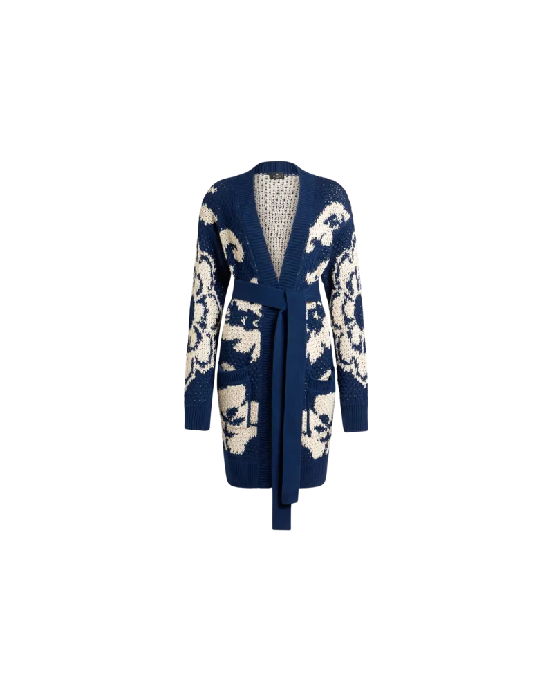 Etro Cardigan Mit Jacquard-blumenmotiv, Damen, Navyblau, Größe Navyblau