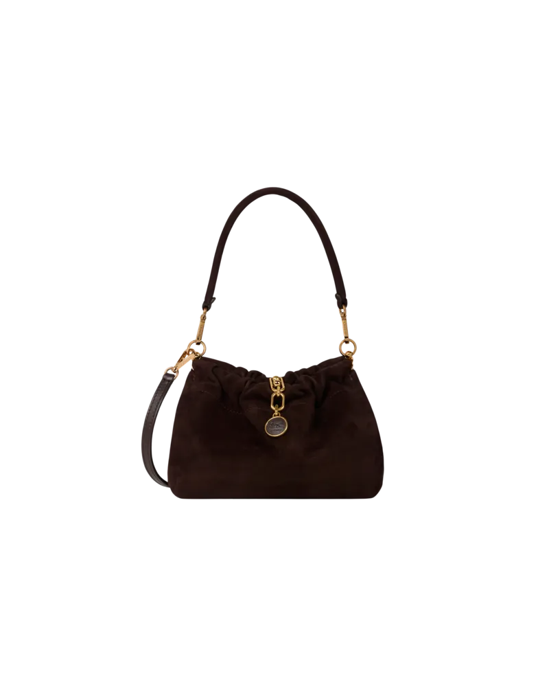 Etro Tasche Vela Blossom Klein Aus Veloursleder, Damen, Dunkelbraun Dunkelbraun