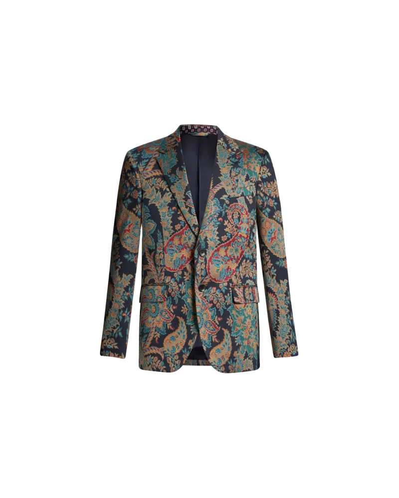 Etro Blazer Mit Floralem Jacquard-paisleymuster, Herren, Navyblau Navyblau