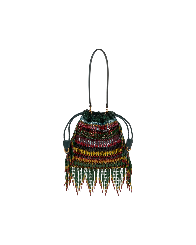 Etro Kleine Tasche Kalispera Mit Pailletten Und Perlen, Damen, Grün Grün