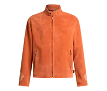 Jacke Aus Leder Mit Stickerei, Herren, Orange, Größe