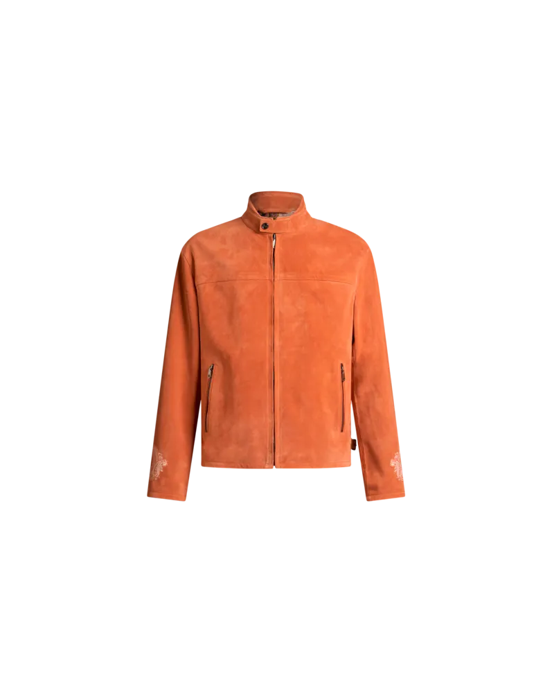 Etro Jacke Aus Leder Mit Stickerei, Herren, Orange, Größe Orange