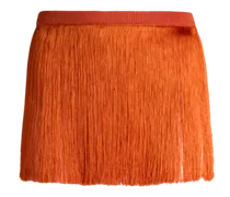 Minirock Aus Strick Mit Fransen, Damen, Orange, Größe