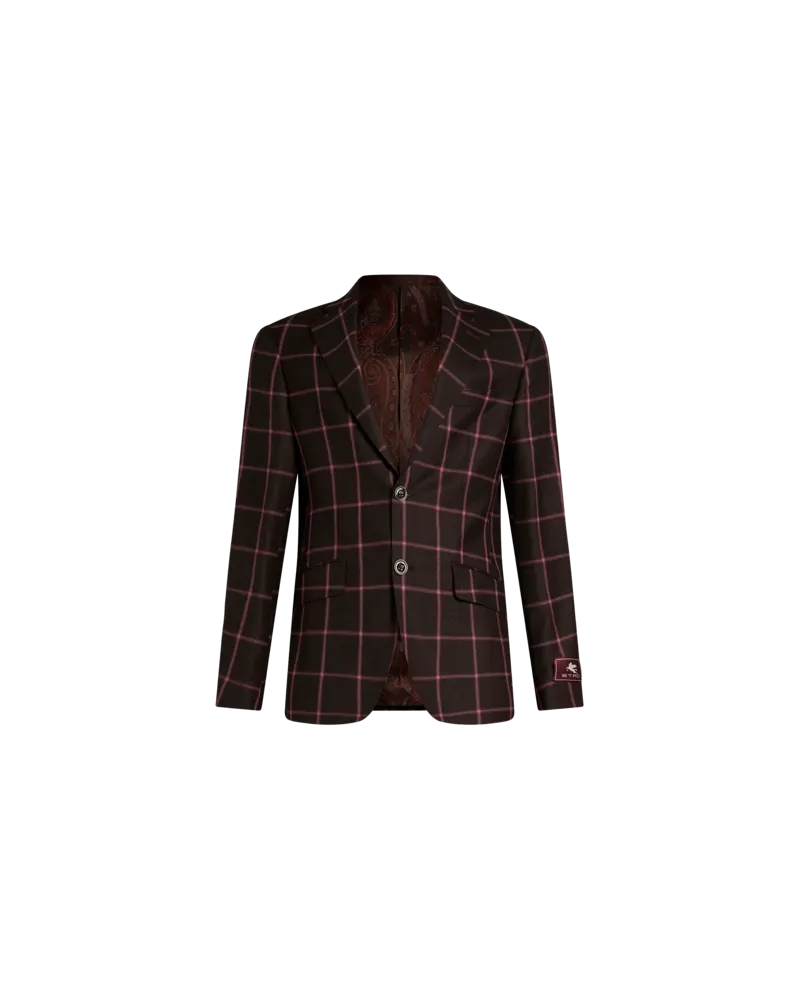 Etro Karierter Blazer Aus Jacquard, Herren, Bordeaux Bordeaux