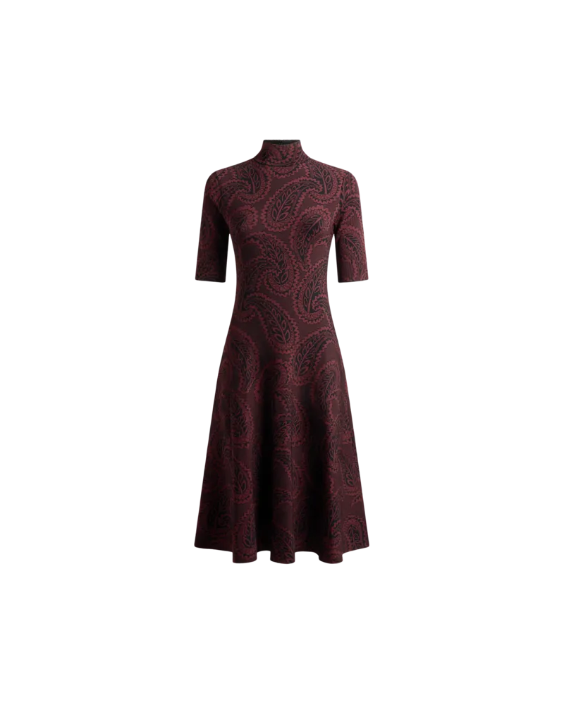 Etro Jacquard-midikleid Mit Paisley-foliage-motiv, Damen, Bordeaux, Größe Bordeaux