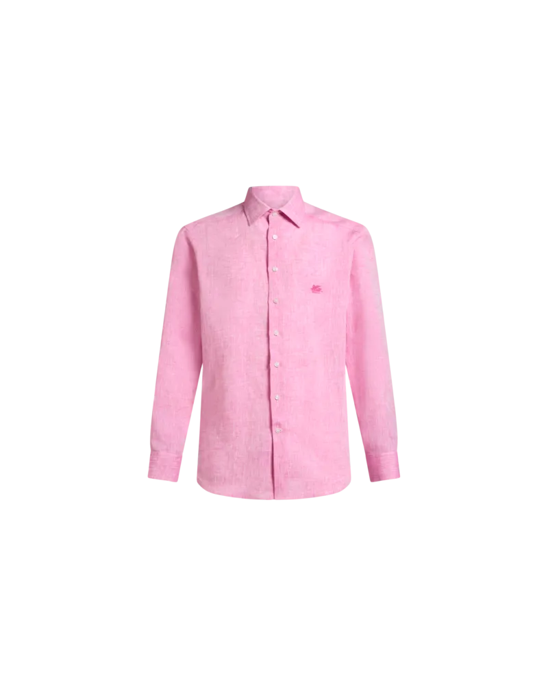 Etro Leinenhemd Mit Pegaso, Herren, Fuchsia, Größe Fuchsia