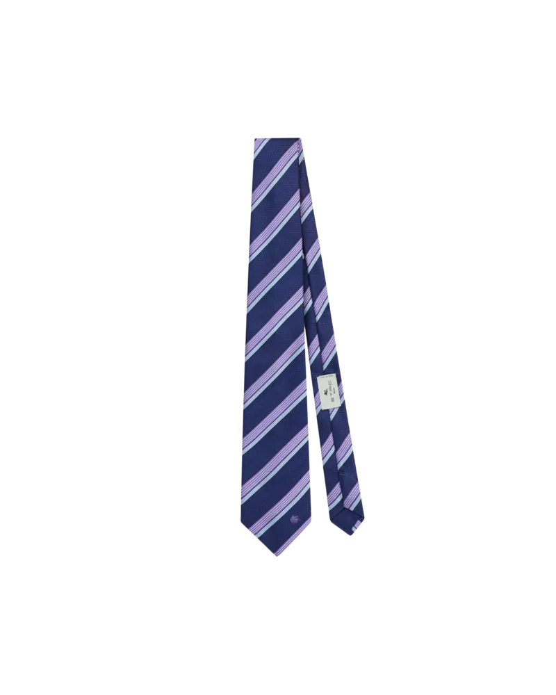 Etro Krawatte Mit Platziertem Motiv, Herren, Navyblau Navyblau