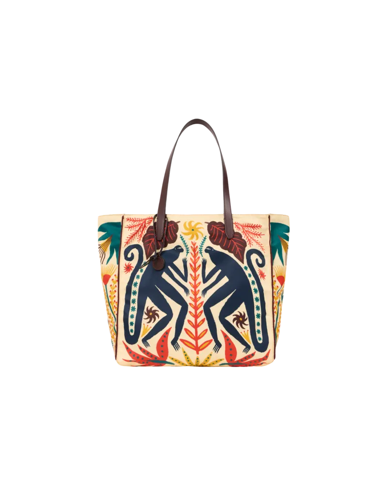 Etro Tasche Unfold Me Aus Nylon Mit Print Etro X Tabby Booth, Damen, Cremefarben Cremefarben